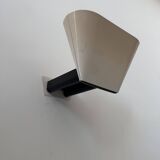 Vintage modernist wall lamp, cream and black lacquered metal, Italy 1970s