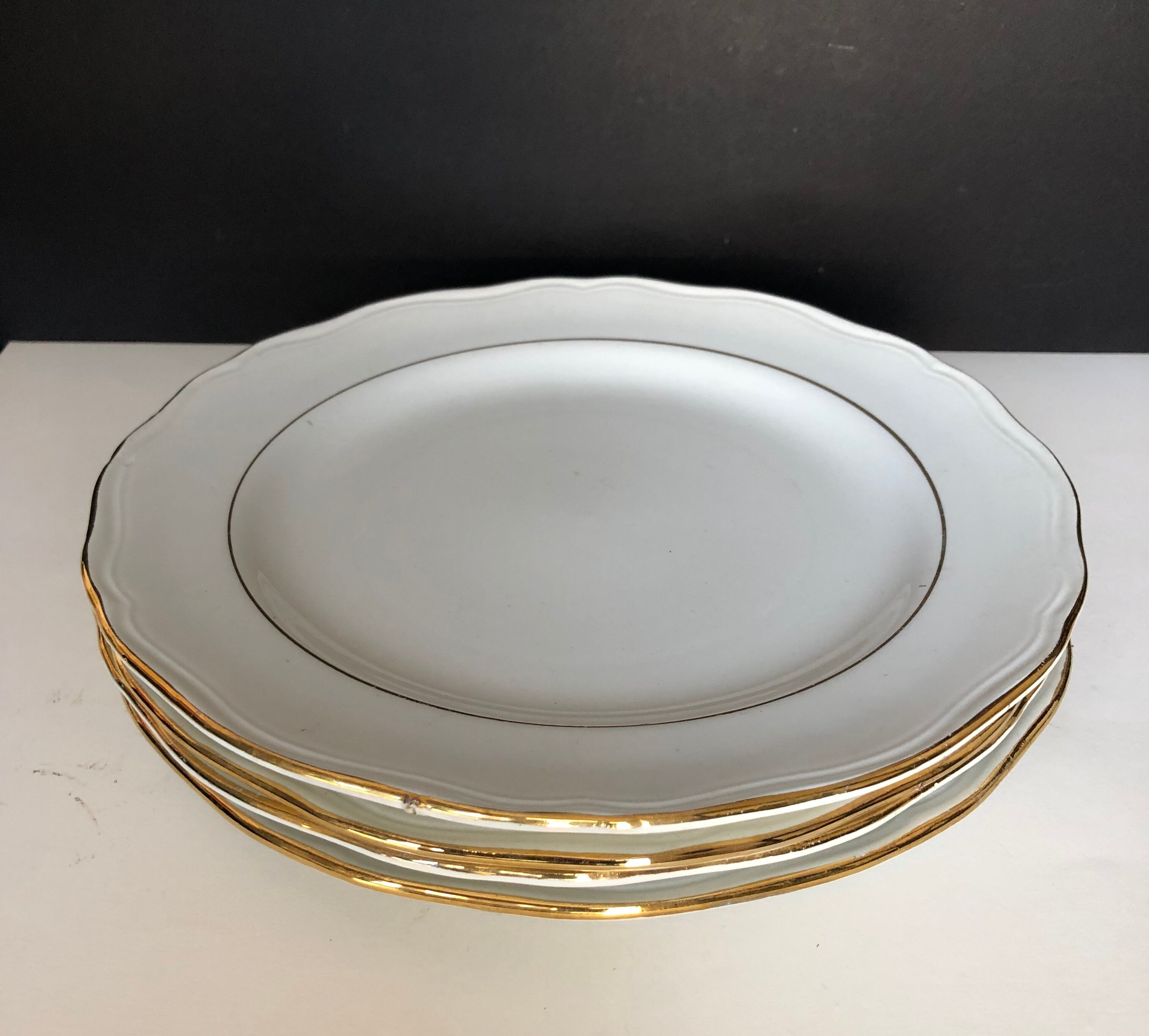 Set de 4 assiette en faïence fine de Saint-Amand