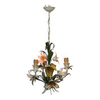 Hanging lamp in metal.3 lights. Vintage 1960s