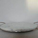 Oval cheese platter in marble and silver