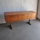 Brown teak sideboard by Frank Guille for Austinsuite, 1960s, 6 drawers, trestle legs.