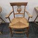 Pair of antique lyre-shaped armchairs – woven straw seats