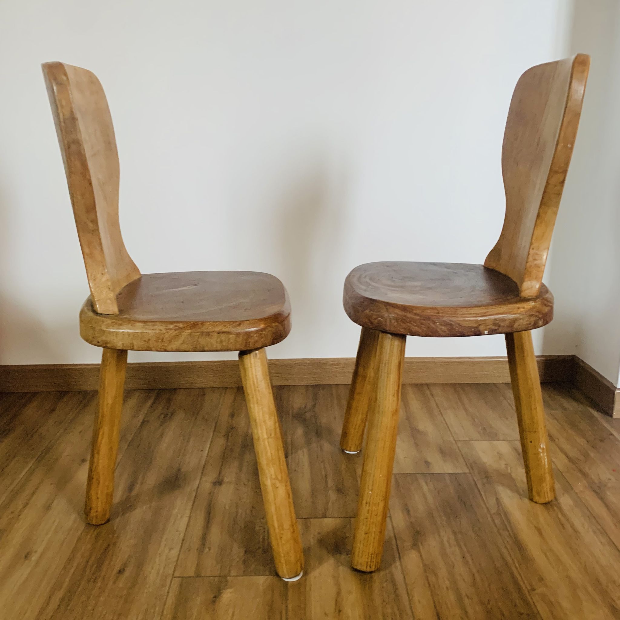 Pair of brutalist tripod chairs