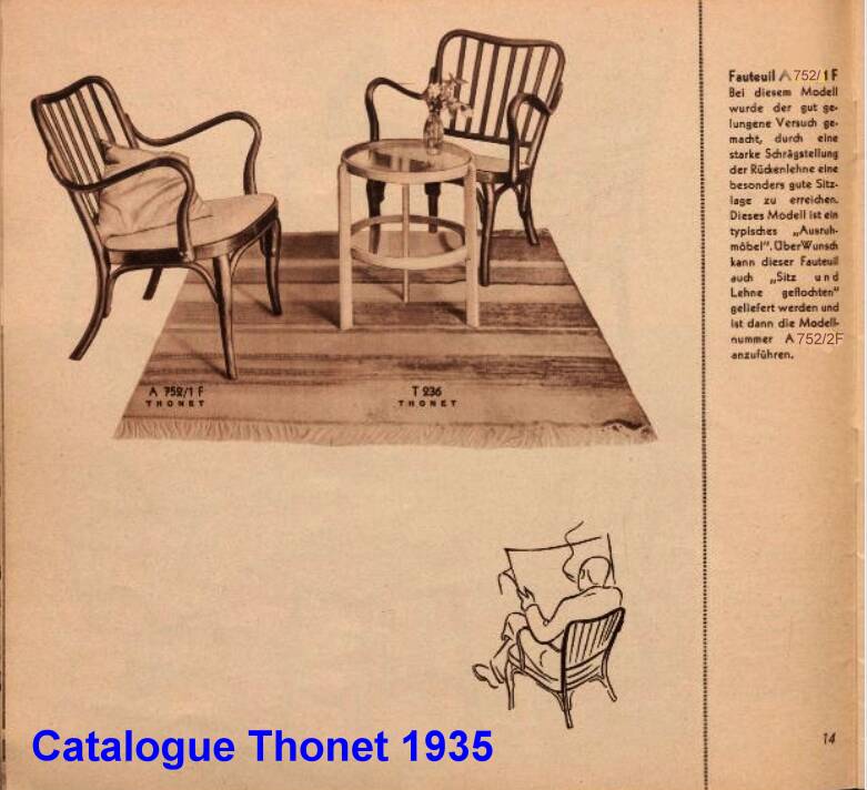 Fauteuil Thonet N° A752 Art déco, par Josef Frank 1932