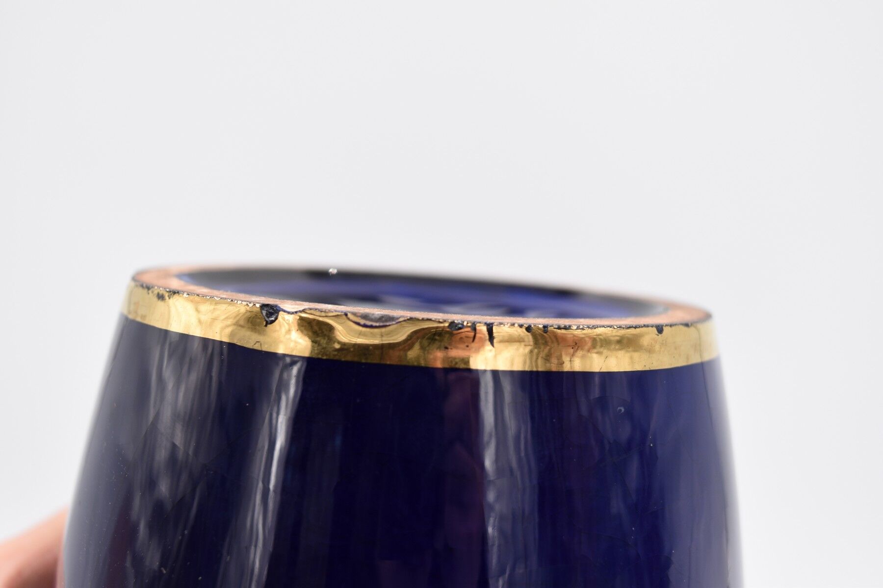 Large ceramic art deco vase by Odyv blue sèvres