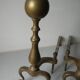 Old pair of articulated andirons in brass and metal 48 cm fireplace accessory