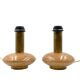 Ensemble de 2 pieds de lampes de table Hollywood Regency en granit rose et laiton, Italie 1970