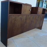 Art Deco headboard with two doors and 3 niches in walnut veneer