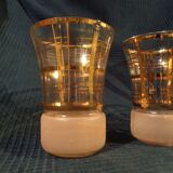 Carafe pichet et verre en cristal verre doree dorure ancien vintage