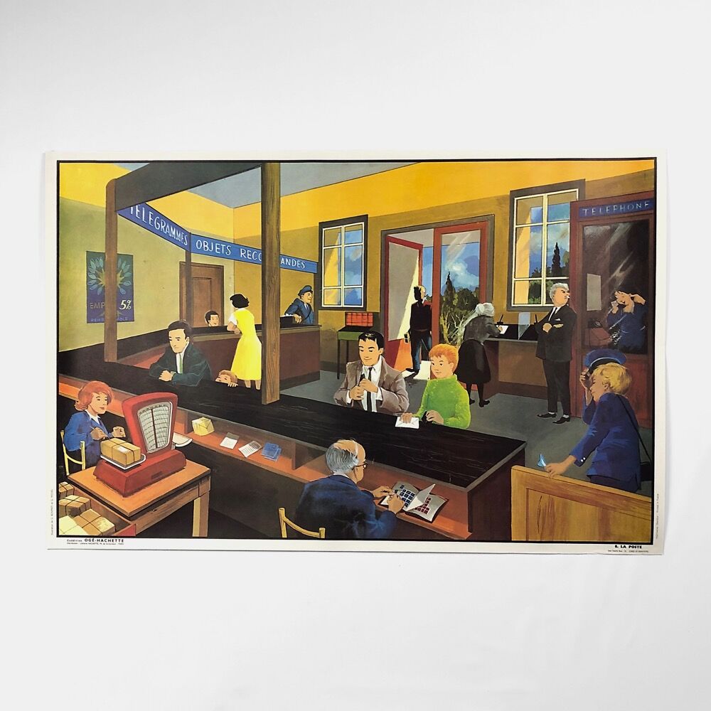 Educational poster "LA POSTE" and "CHEZ LE DENTISTE"