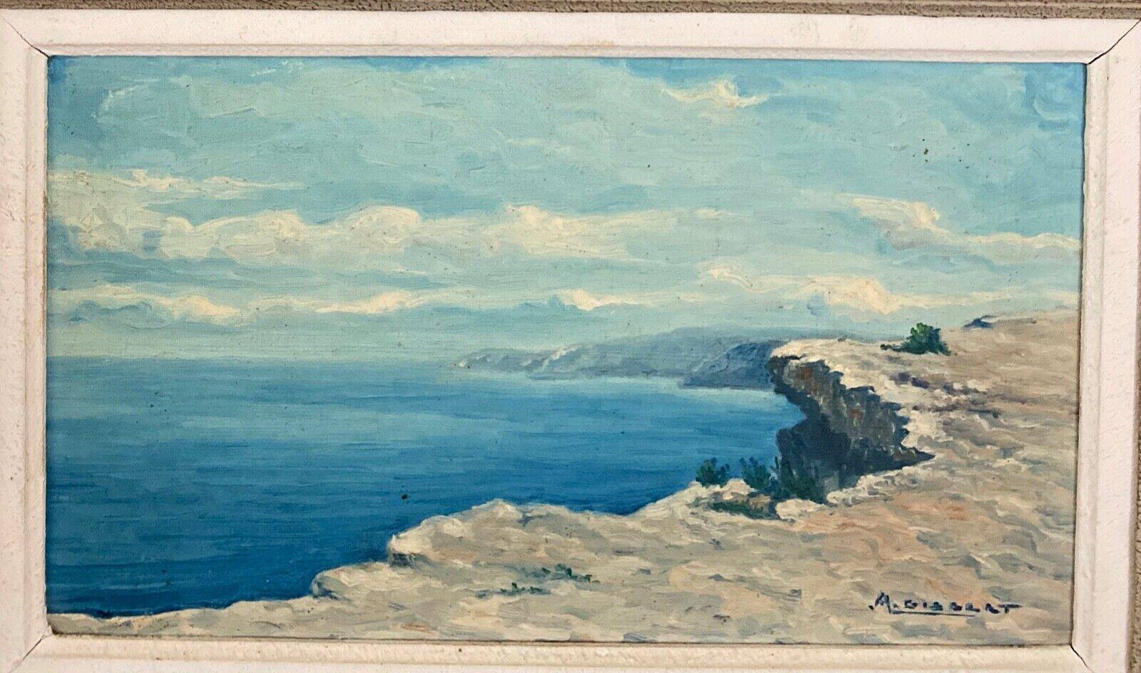 Oil on panel by M. Gibert 20th century rocky coast