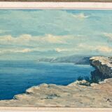 Huile sur panneau par M. Gibert XXe côte rocheuse