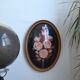 Cadre ovale vintage bouquet de roses 1980