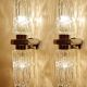 Pair of large vintage chrome glass wall lights