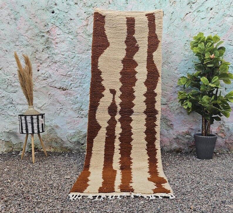 Handmade Beni Ouraine hallway rug, size 75 x 300 cm