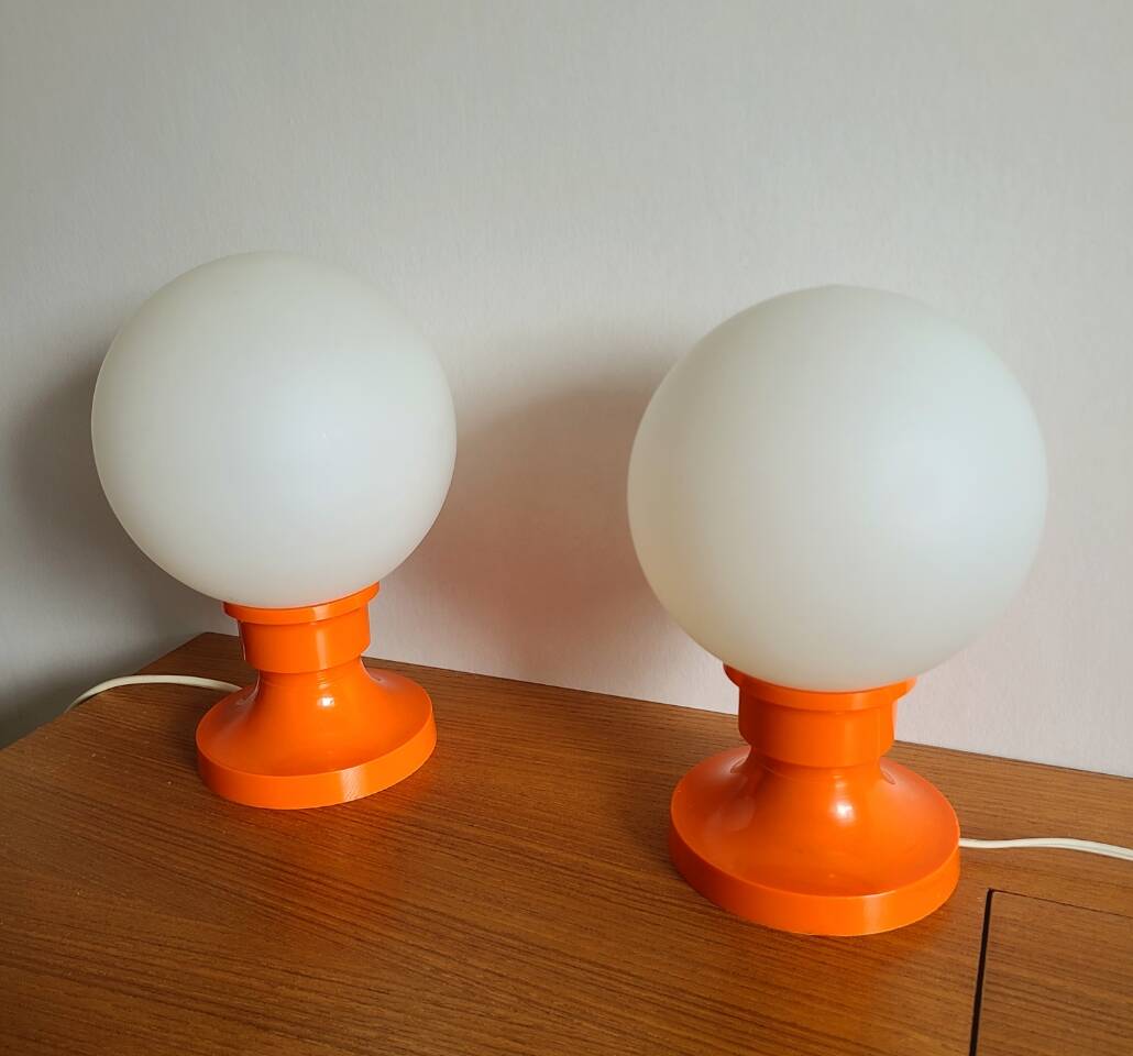 Vintage orange plastic bedside lamp
