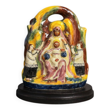 Sculpture in Spanish Majolica representing the Black Virgin with Child.