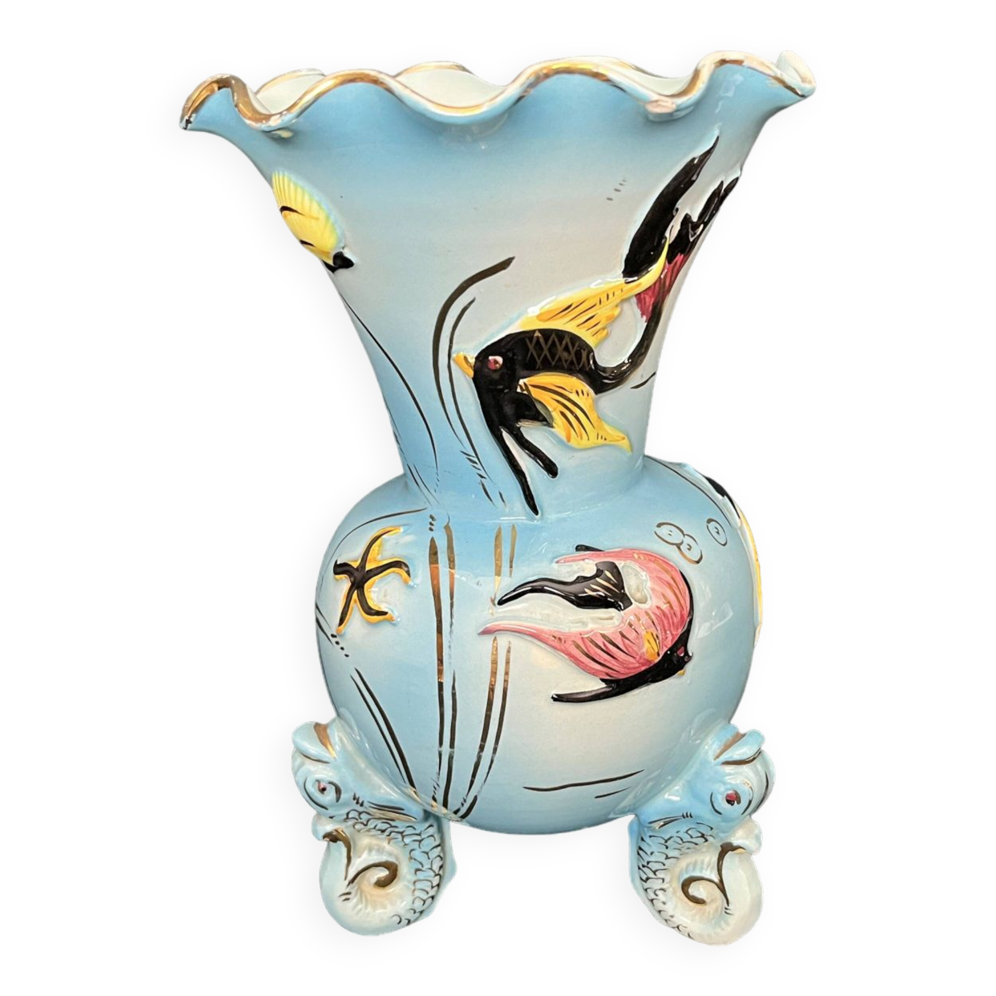 Tripod vase in Cerdazur enamelled slip, 20th century