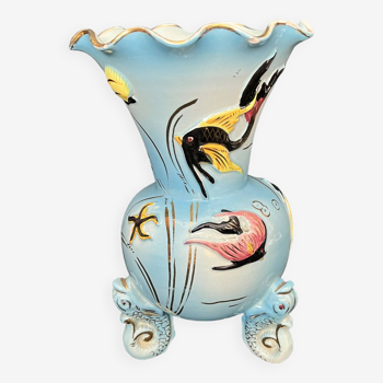 Cerdazur Tripod vase in enamelled slip 20th century