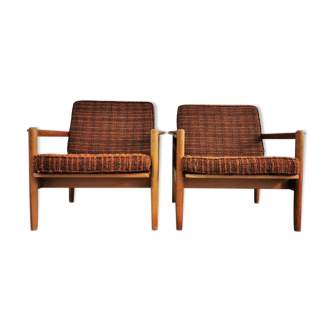 Set de 2 fauteuils en chêne années 1970