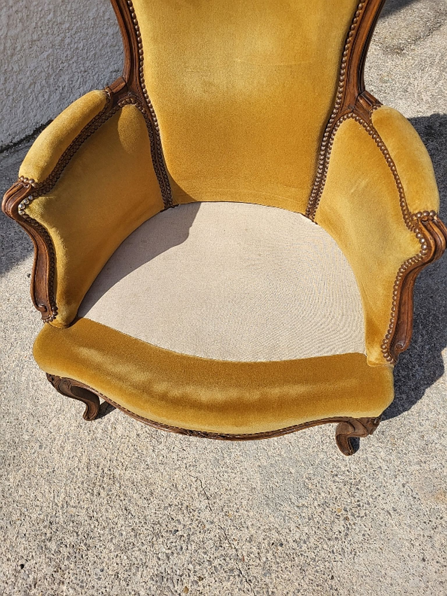 Armchair louis xv mustard walnut of the xix th century n°17
