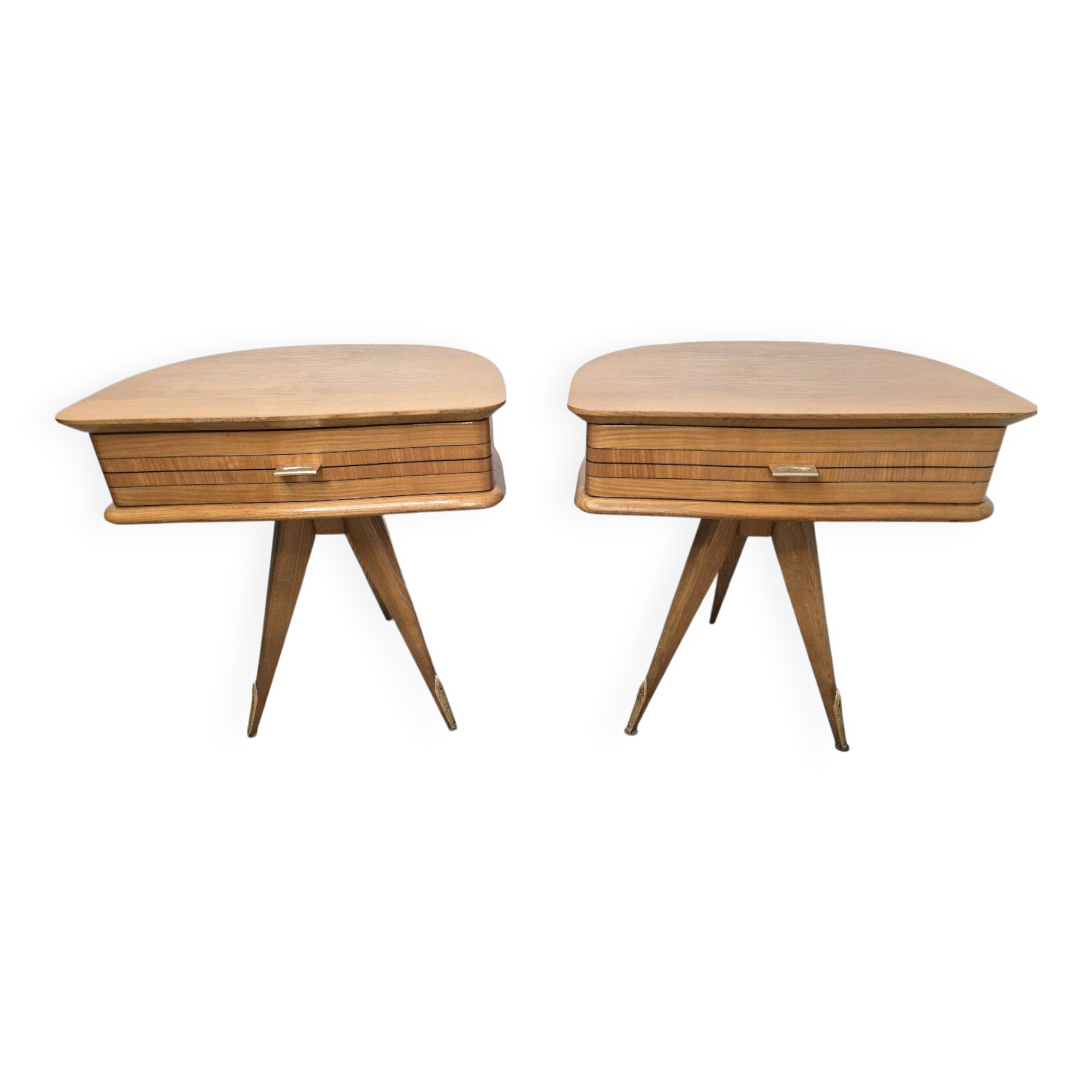 Pair of vintage tripod bedside tables from the 50s