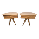 Paire de table de chevet vintage tripode années 50