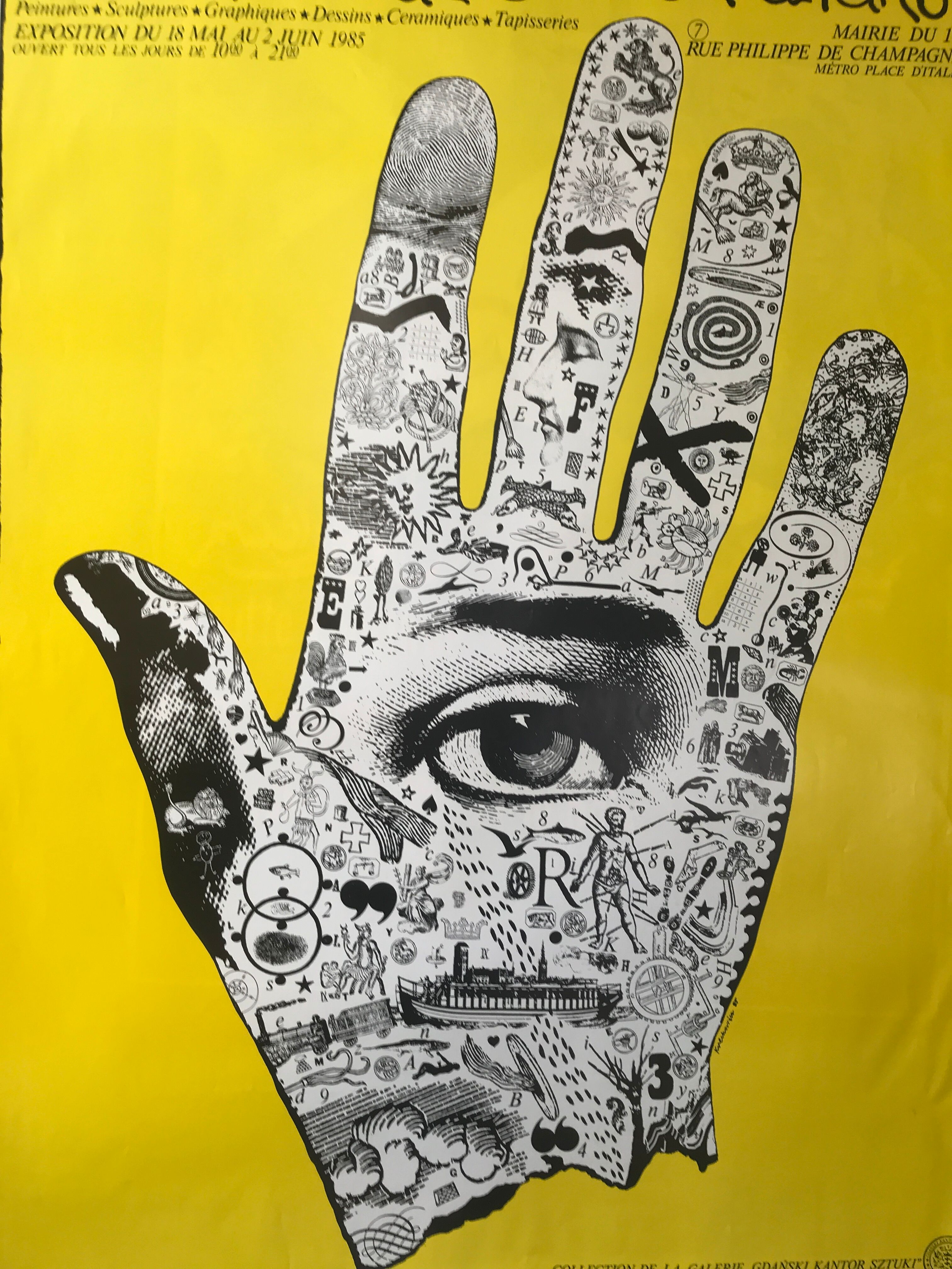 Original exhibition poster The artists of Gdansk in Paris, 1985 (large format)