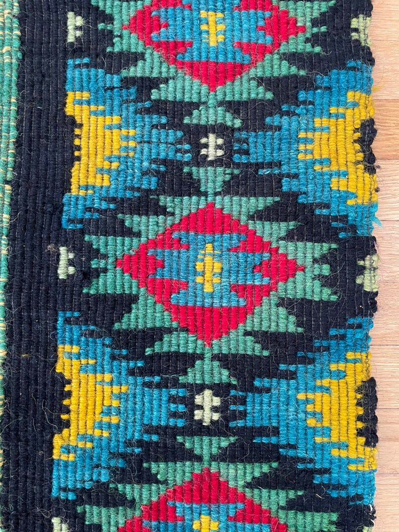 Romanian vintage rug with deers, nature scenery