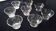 8 low engraved glass champagne coupes from the 1950s