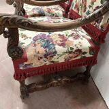 Pair of Renaissance style armchairs in solid walnut, 19th century