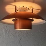 Pendant light in copper and beige layers, Denmark, 1960s.