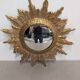 XL witch's eye sun mirror in gilded metal, Italy circa 1970