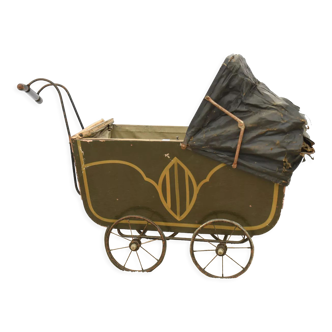 Painted wooden doll pram
