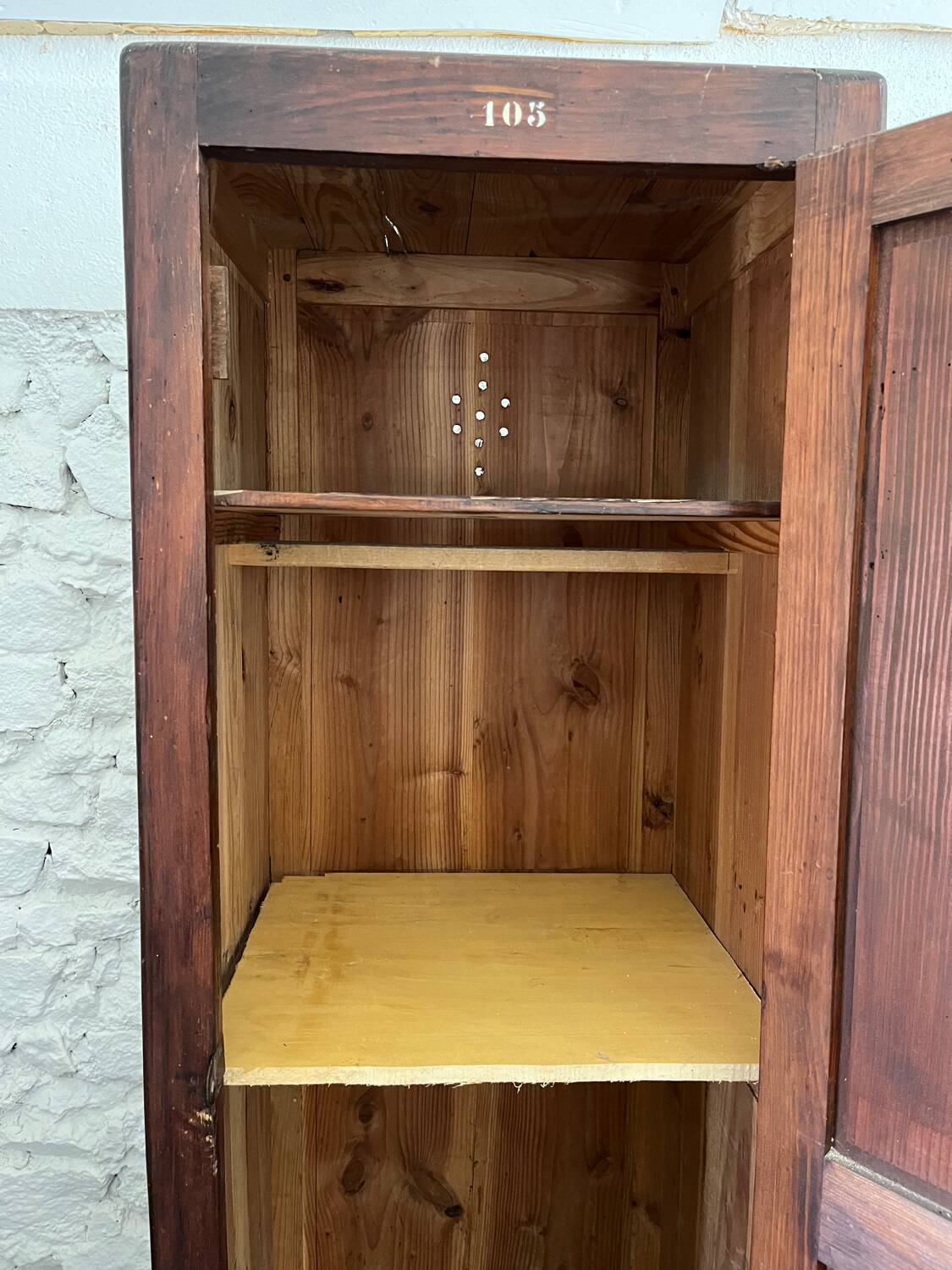 Old wooden school locker room