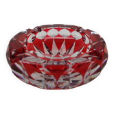 Magnificent crystal ashtray from Lorraine, ruby colour.