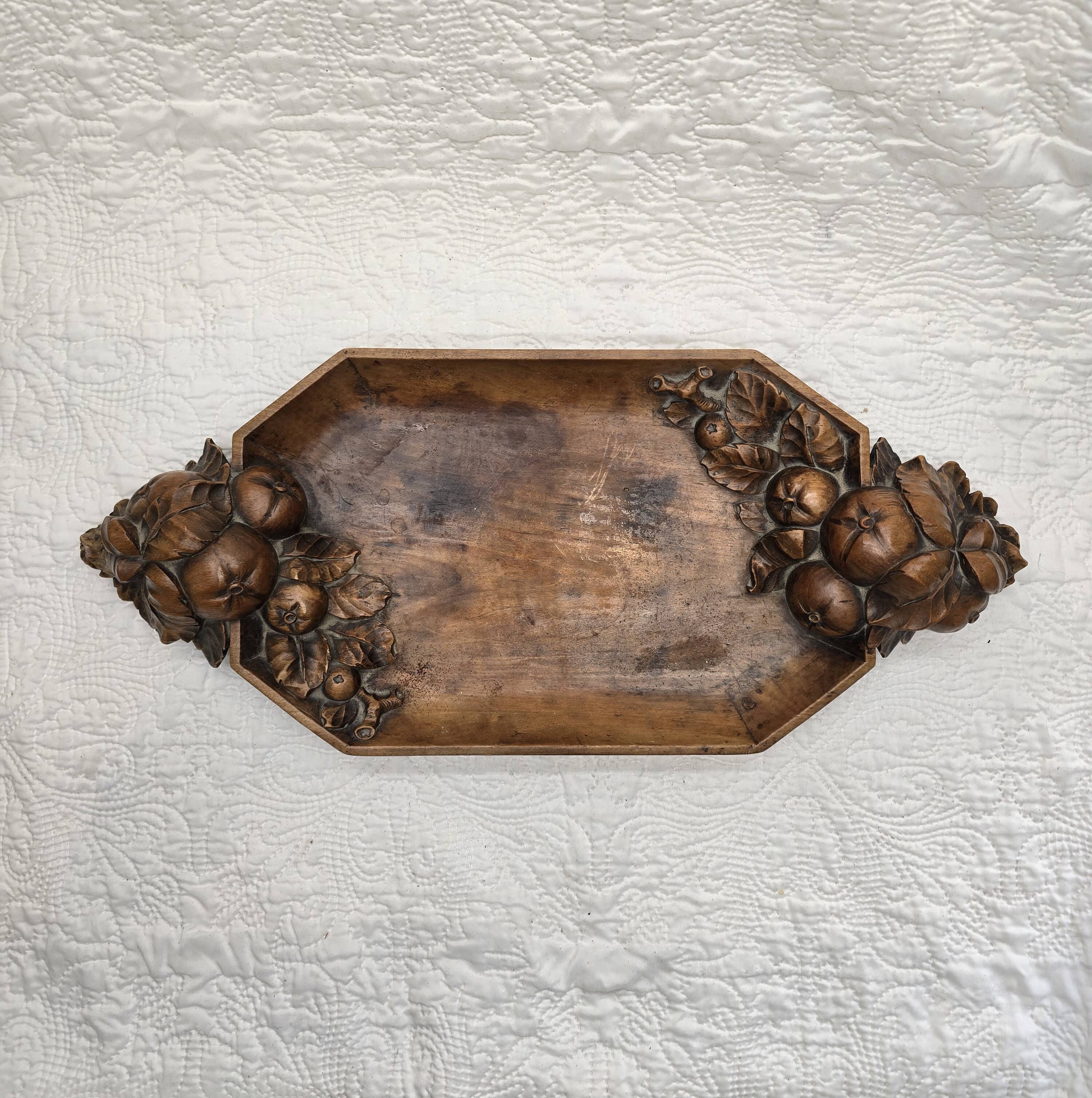 Handmade carved wooden tray