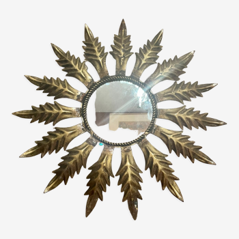 Sunflower sun mirror design 50 in gilded metal