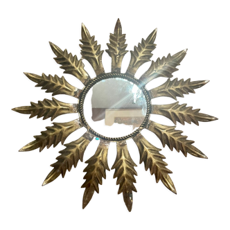 Sunflower sun mirror design 50 in gilded metal