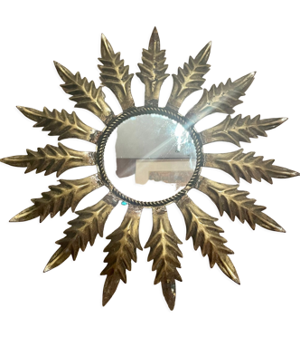 Miroir soleil tournesol 50 en métal doré
