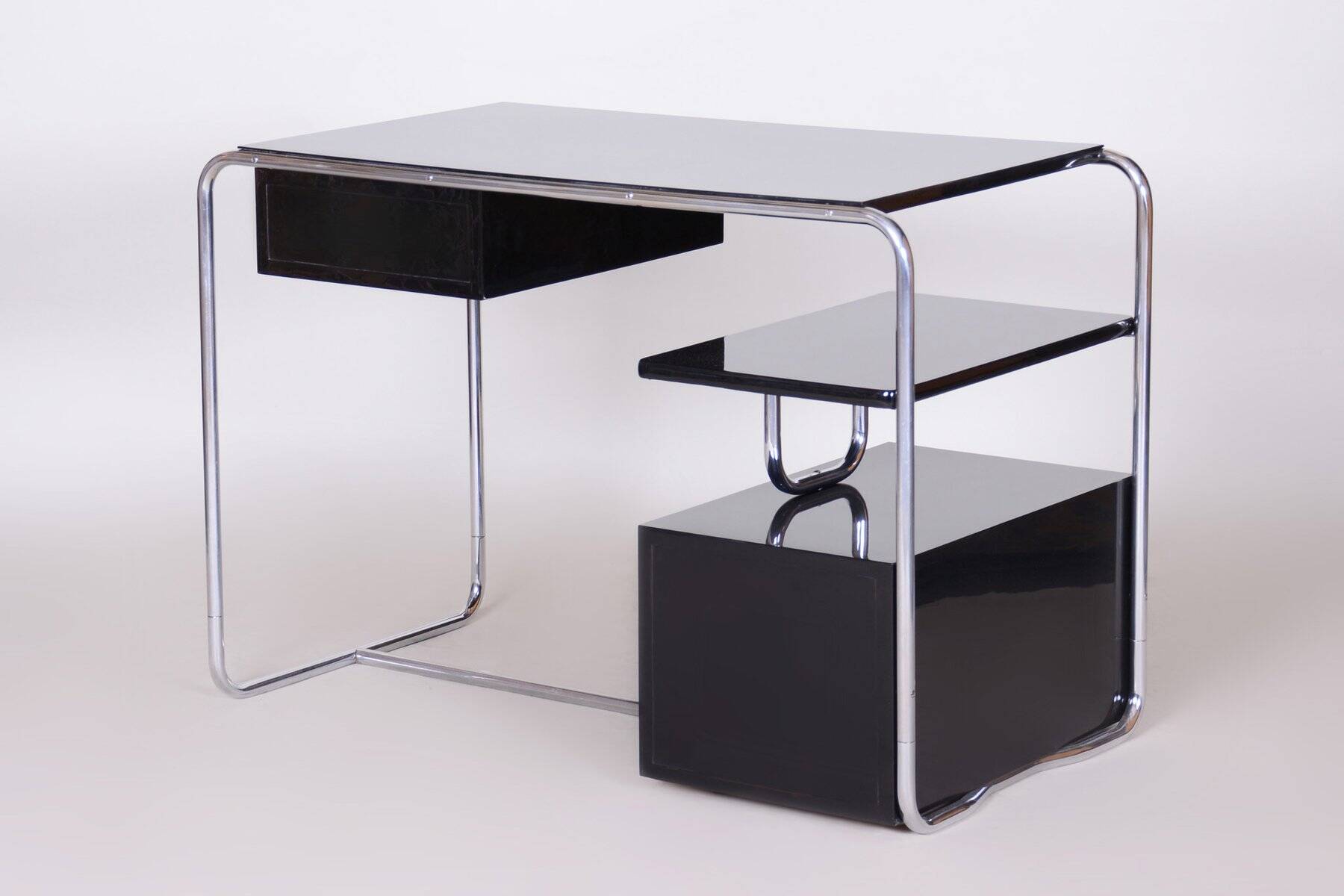 Bauhaus Writing Desk in Chrome, Steel and Wood, Germany, 1930s