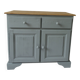 Buffet compacte  réenchantée en vert de gris, plateau bois.