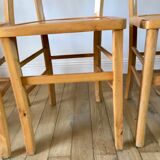 Set of 5 Luterma light blond wood bistro chairs from the 50s
