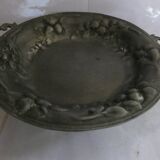 Large pewter cup with handles and patterns