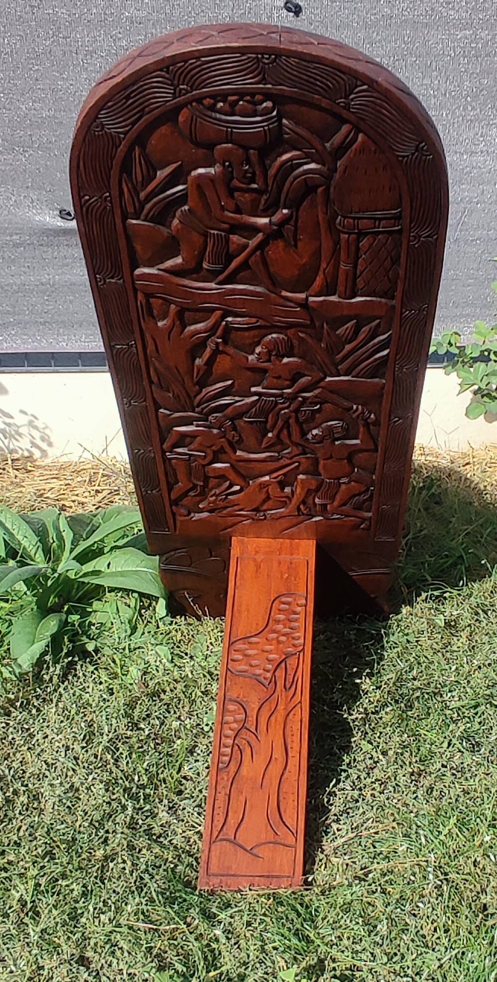 Old African wooden carved talking chair.