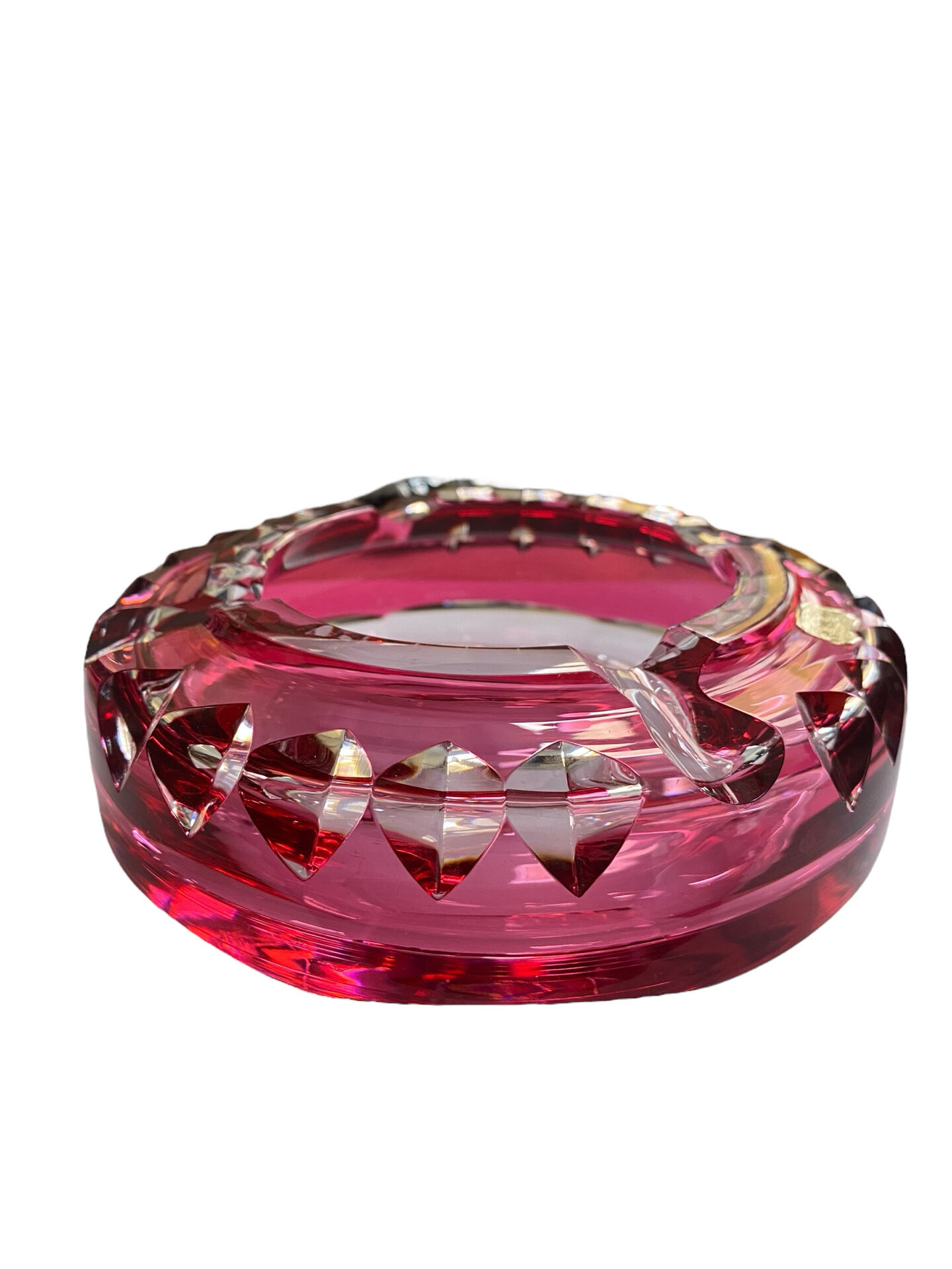 Pink crystal ashtray Val Saint Lambert 1960-1970