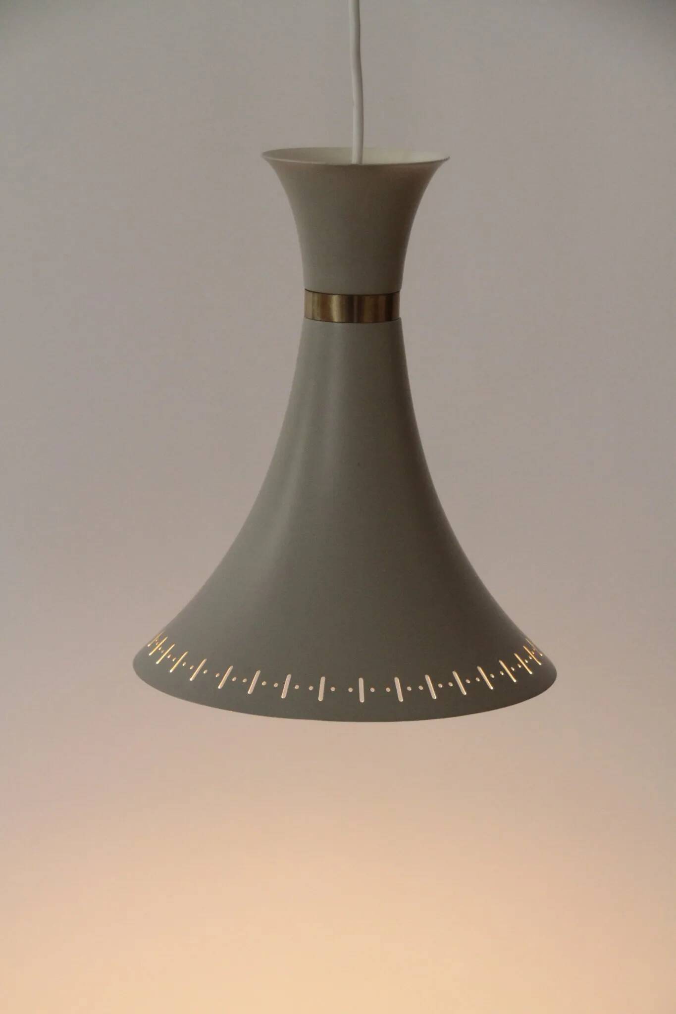 Light Grey Metal Pendant Lamp – Diabolo Shape, Scandinavia, 1960s