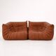 A set of 2 LIGNE ROSET brown corner togos.