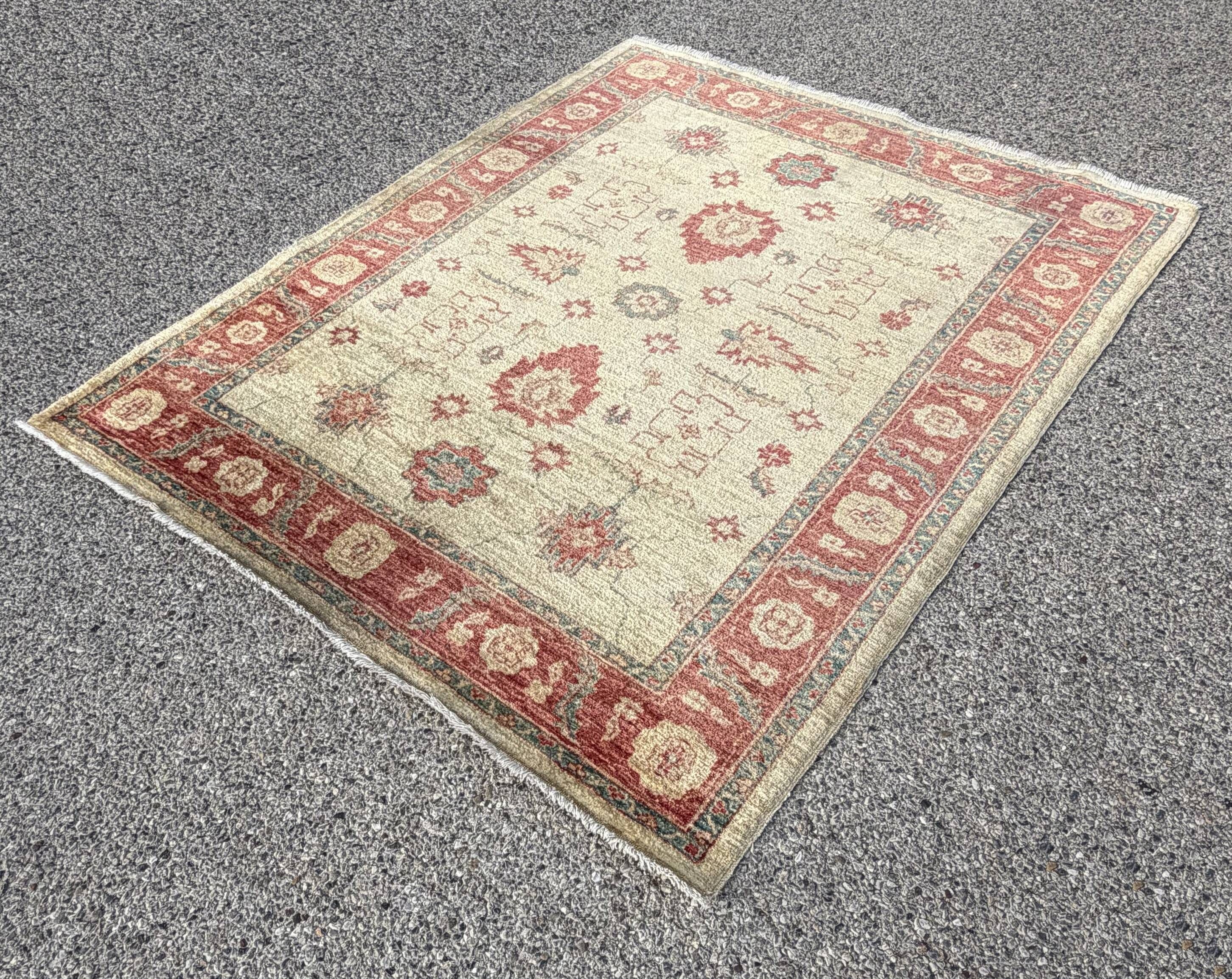 Vintage Afghan Chobi Ziegler hand-knotted rug: 193 x 154 cm