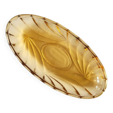 Oval-shaped amber molded glass bowl or dish (1960s)